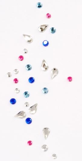 Rhinestones in white background