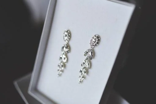 silver earrings, stud earrings