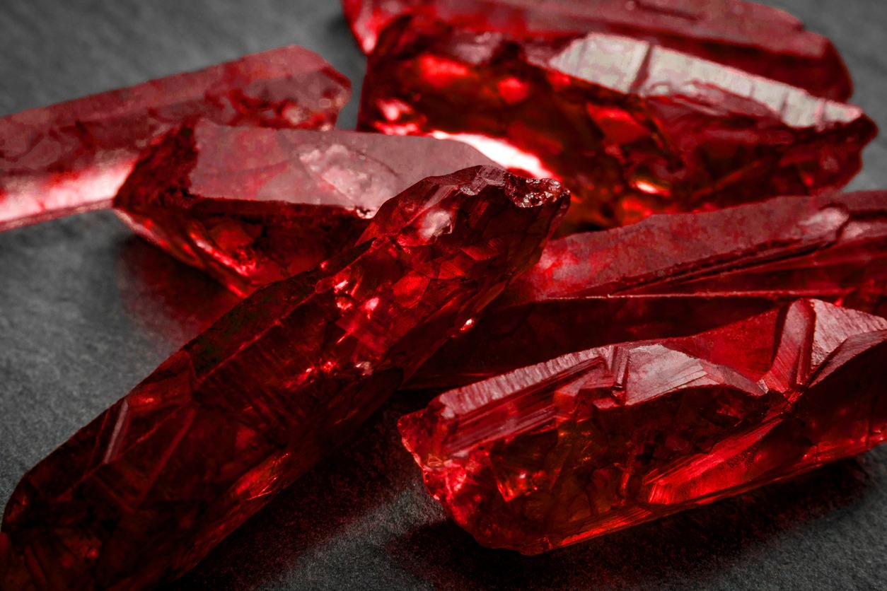 Rough uncut rubies