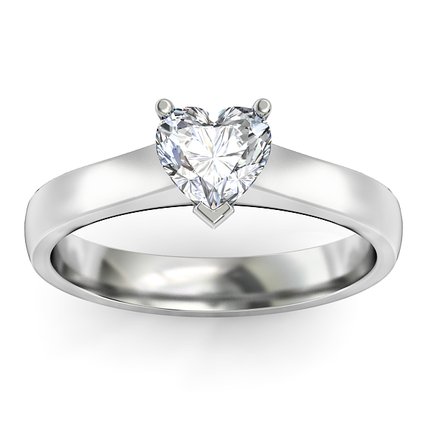 A heart-shaped diamond engagement ring in white gold