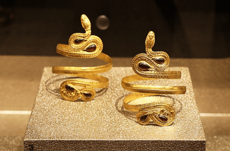 Unique style gold jewelry. 