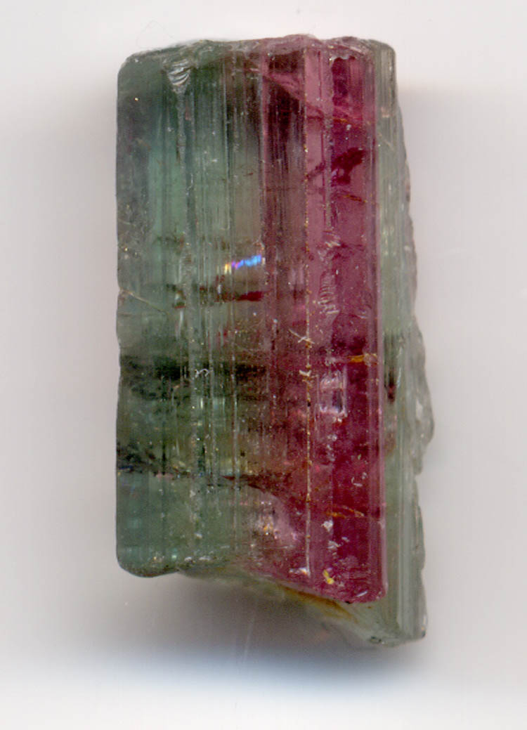 Bi-chromatic tourmaline crystal
